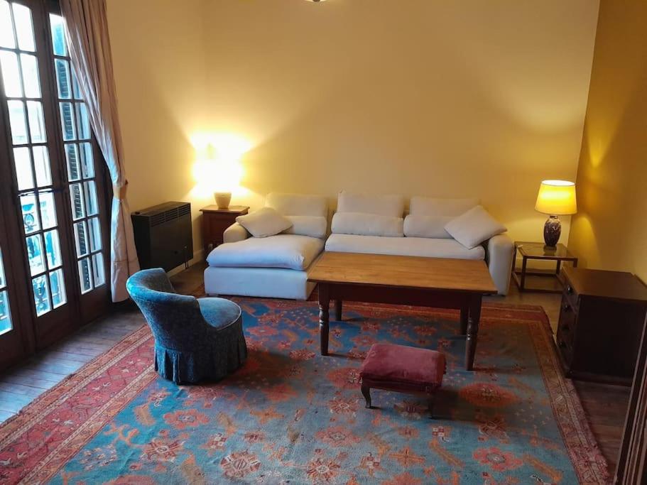 蒙得维的亚Apartamento de estilo en edificio patrimonial的带沙发和咖啡桌的客厅
