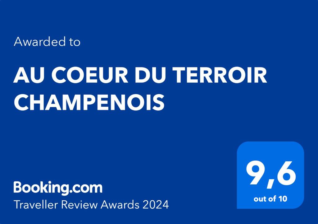Chavot-CourcourtAU COEUR DU TERROIR CHAMPENOIS的带有单词的蓝色符号  ⁇ 角 ⁇ 擊 ⁇ 王