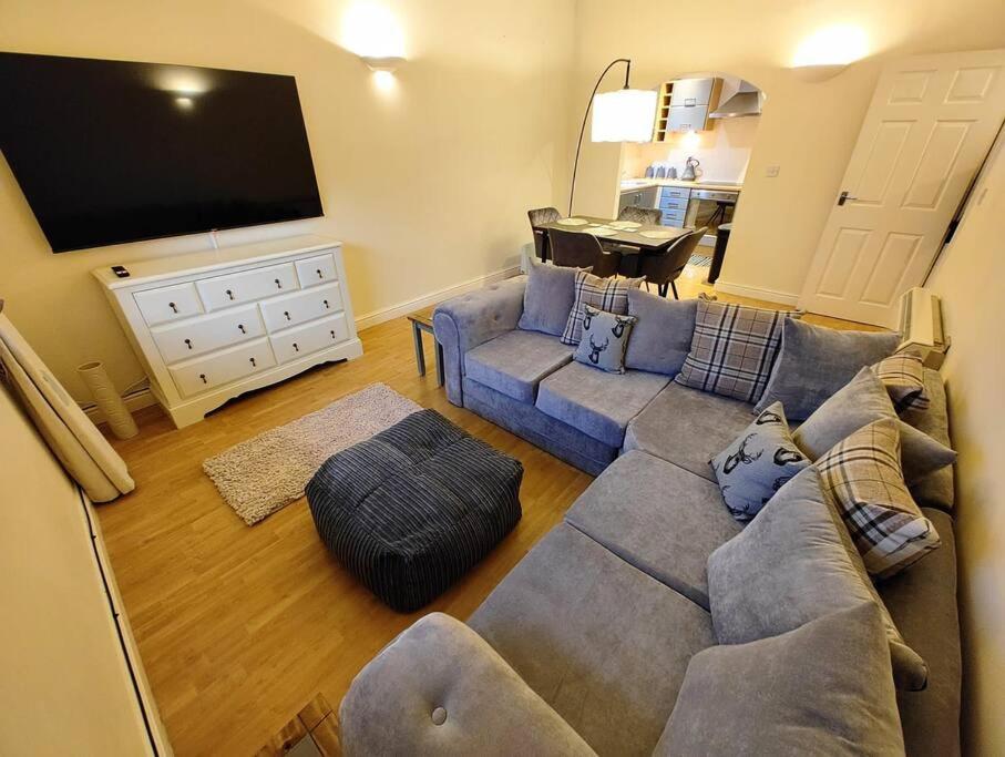 南特威奇Cosy Central Modern Apartment的带沙发和平面电视的客厅