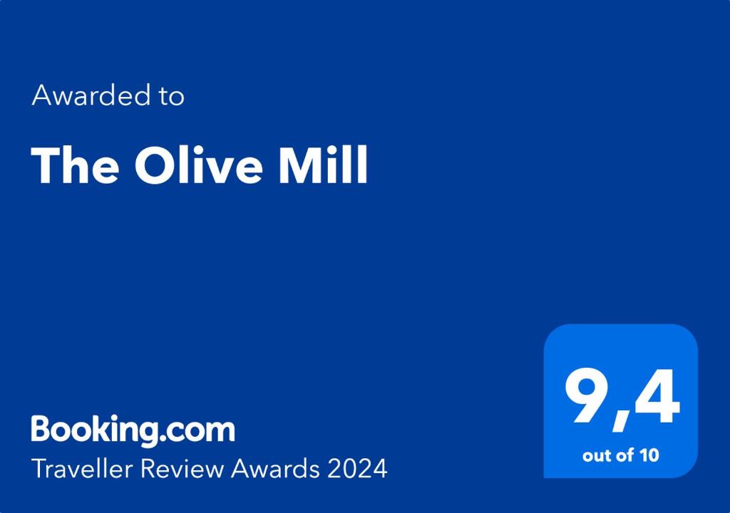 La MuradaThe Olive Mill的蓝色方形,文本被授予在线磨坊