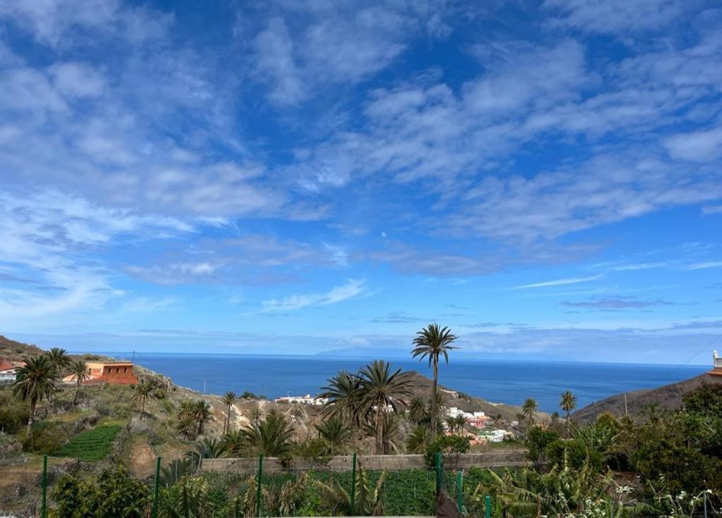 AlojeraVv Casa Conchi的从棕榈树山丘上欣赏海景