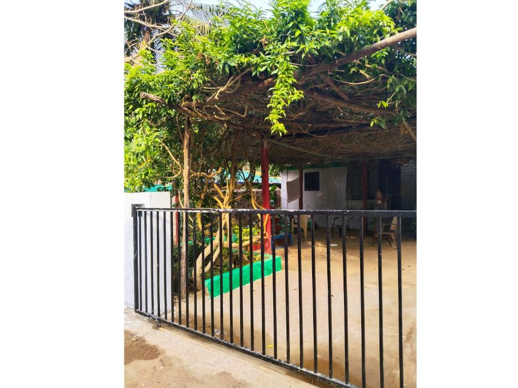 卡纳科纳Cockerel Homestay - Traditional Beach Village - Goa的铁艺围栏,后面有花园