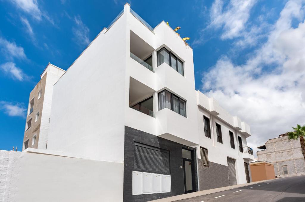 圣胡安海滩Casa Blanca Tenerife的白色建筑,设计几何