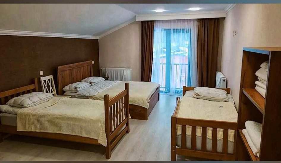 巴库里阿尼cottage 3-029的酒店客房设有两张床和窗户。