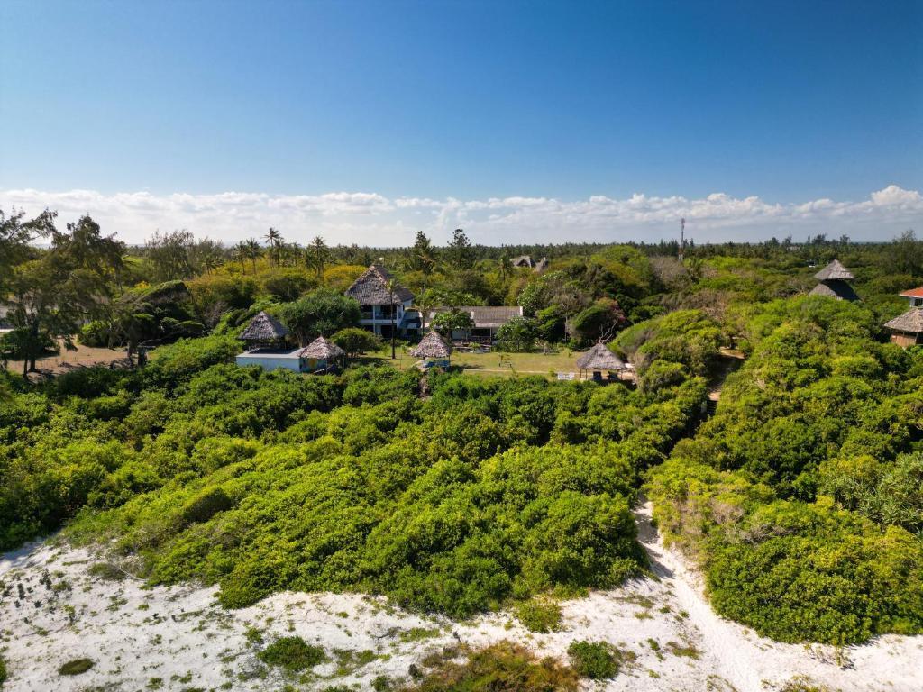 瓦塔穆Watamu Beach Cottages的享有河流度假胜地的空中景致