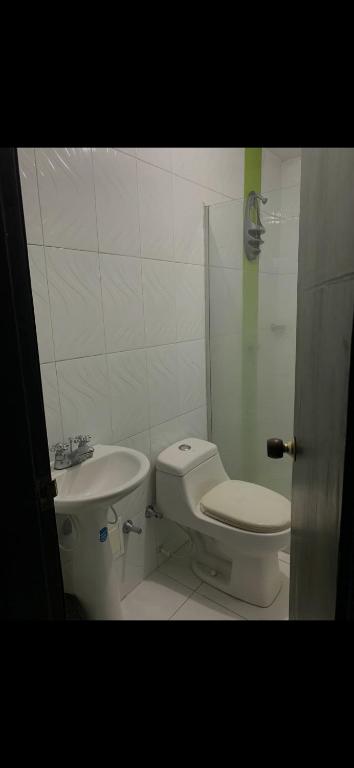 巴兰基亚Edificio owen的白色的浴室设有卫生间和水槽。