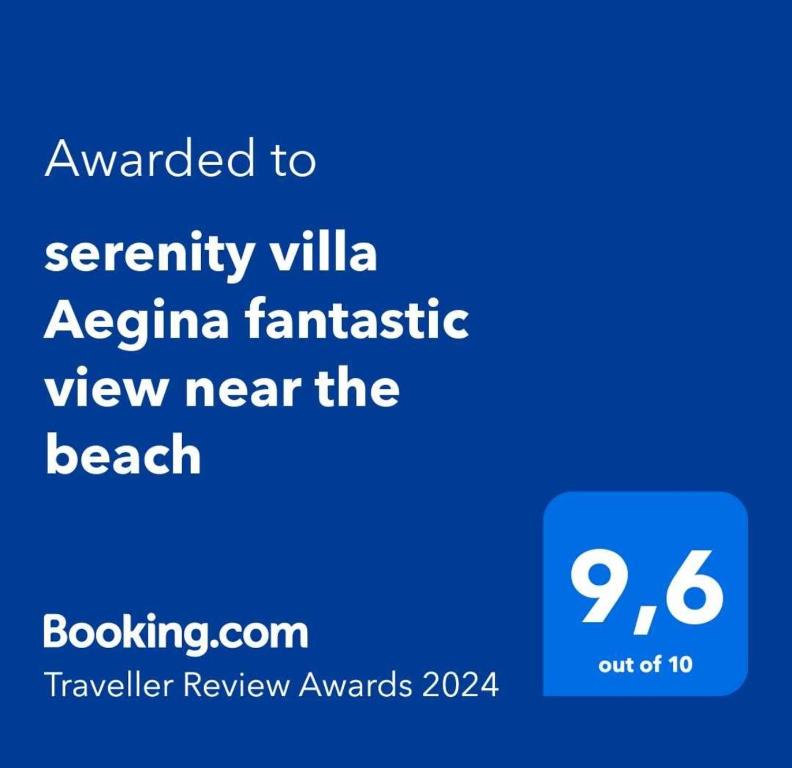 爱琴娜岛serenity villa Aegina fantastic view near the beach的手机的屏幕,带有文字,每年别墅的额外用量