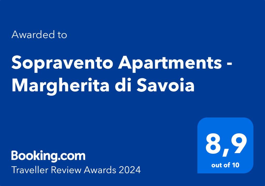 玛格丽塔萨沃亚Sopravento Apartments - Margherita di Savoia的蓝色长方形与萨瓦玛格丽塔德尔萨沃达公寓
