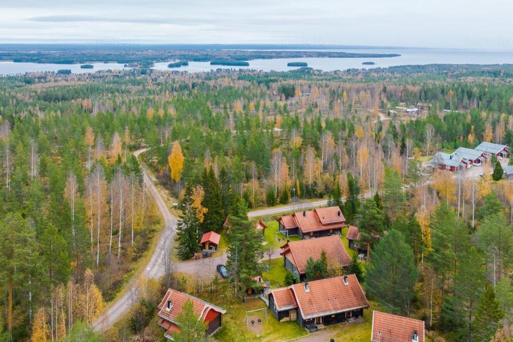 莫拉Rödluvan的森林中房屋的空中景观