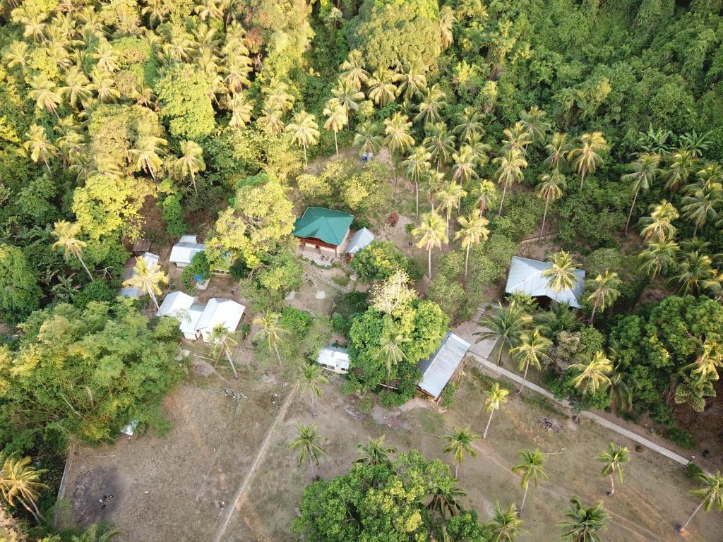 爱妮岛High Chaparral Cottages的享有棕榈树和房屋林的空中景致