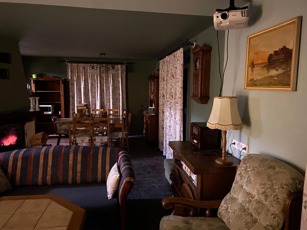 隆代克-兹德鲁伊zielonapogoda的客厅配有沙发和桌子