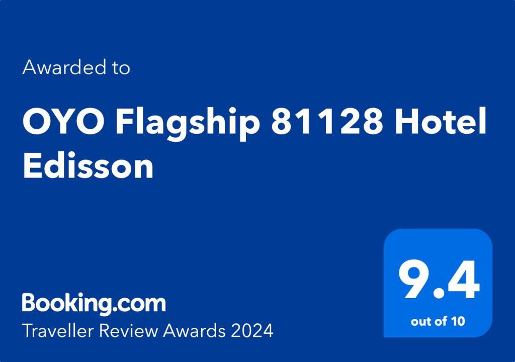 OYO Flagship 81128 Hotel Edisson的证书、奖牌、标识或其他文件
