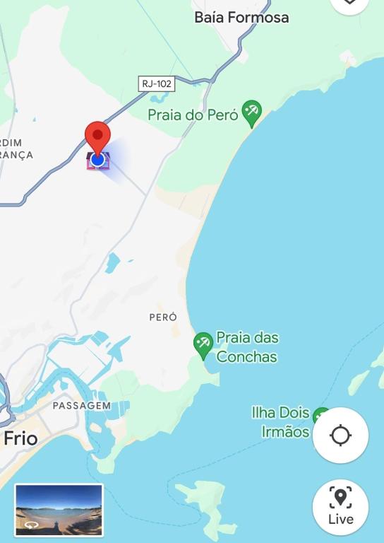 卡波布里奥Casa para 6 pessoas的带有红色标记的puerto escondido地图