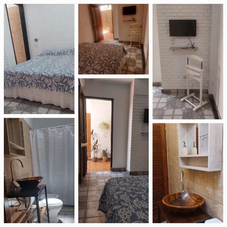 卡塔马卡SUITE A&F Habitación con baño privado的照片拼贴的酒店房间