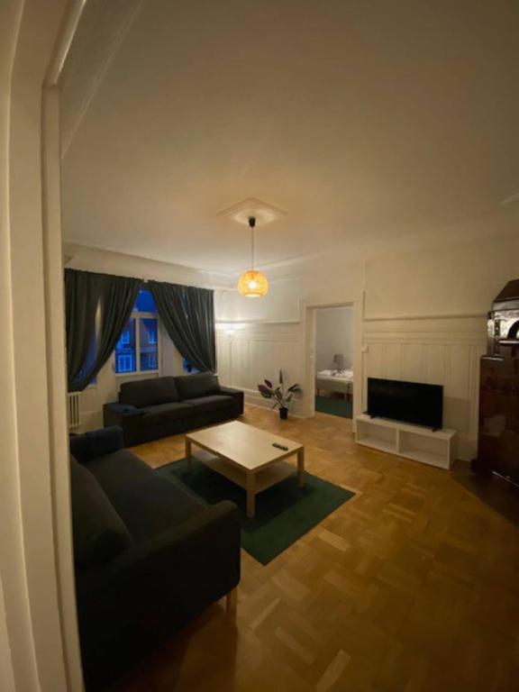 哥德堡Comfortable Home In City Centre的带沙发和咖啡桌的客厅