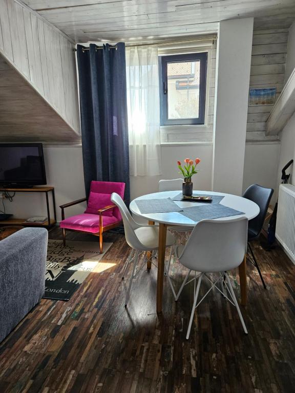 萨莫博尔Studio apartman Gradna的客厅配有桌椅