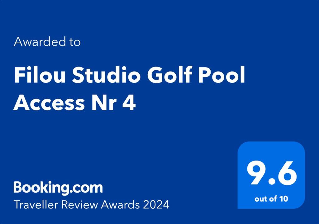 象岛Filou Studio Golf Pool Access 29 67的氟布拉高尔夫泳池标志的屏蔽