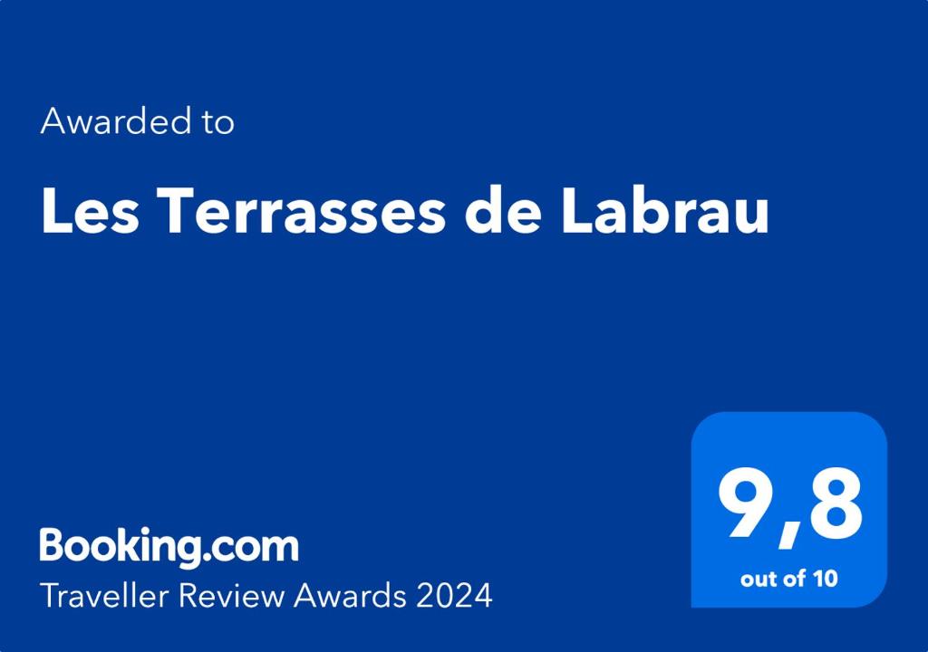 拉富Les Terrasses de Labrau的蓝色屏幕,文字被翻译成少于伦敦交易