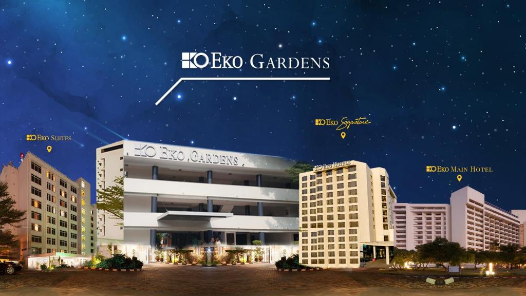 拉各斯Eko Hotel Gardens的建筑物 ⁇ 染的 ⁇ 染