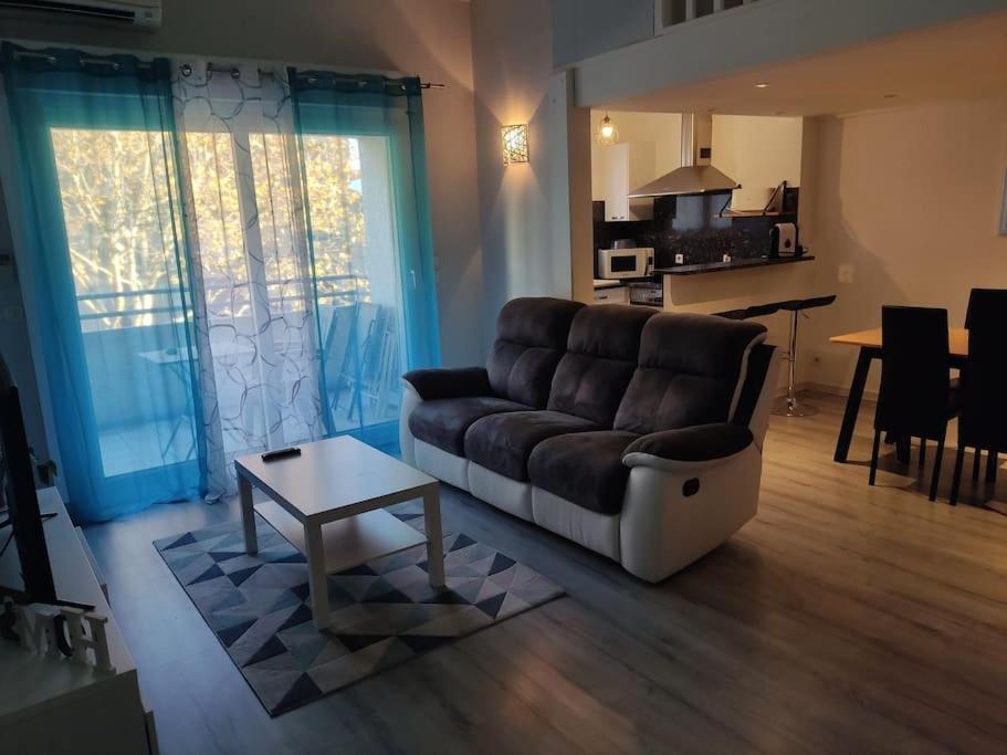佩皮尼昂Joli appartement dans quartier calme de Perpignan的客厅配有沙发和桌子