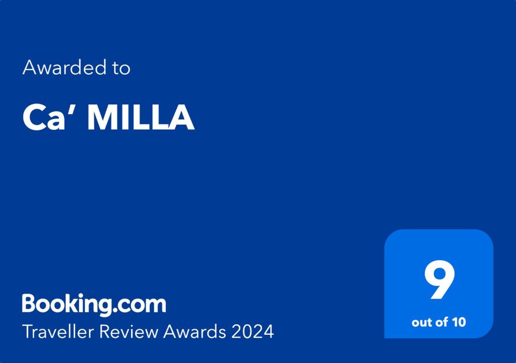 威尼斯Ca’ MILLA的手机的屏幕,带有文字升级到ca milka
