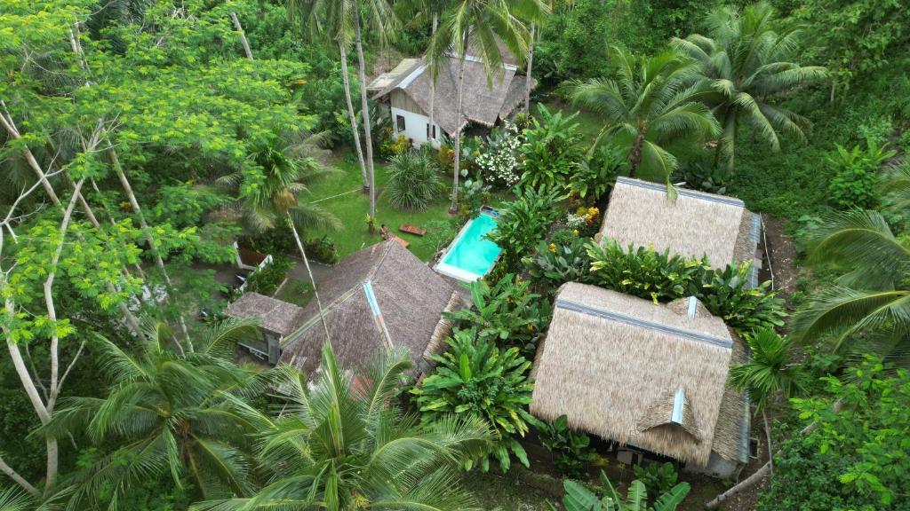 巴图卡拉RNV Eco Resort Bungalows的享有带游泳池的房屋的空中景致