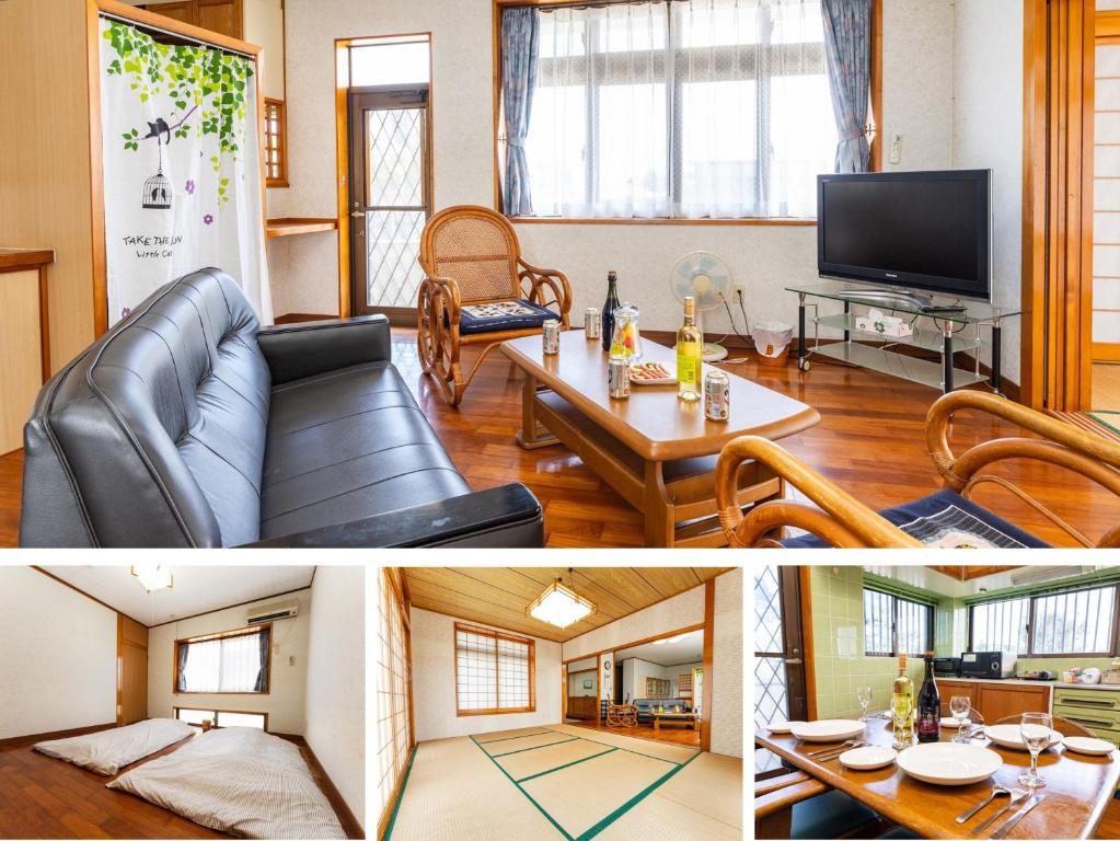 IeAGARI 伊江島 Ie Island的客厅配有沙发和桌子