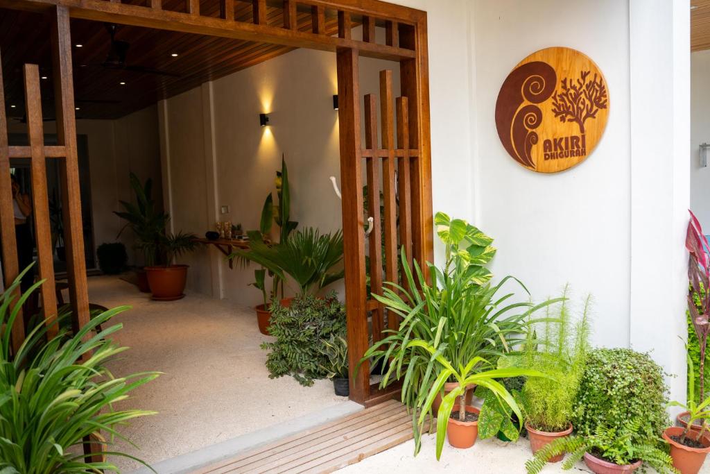 迪古拉Akiri Dhigurah的植物盆栽室的入口