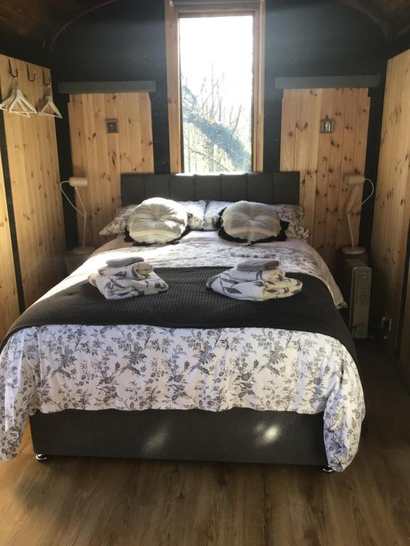 阿伯里斯特威斯Fronfetyn的一间卧室配有带毛巾的床