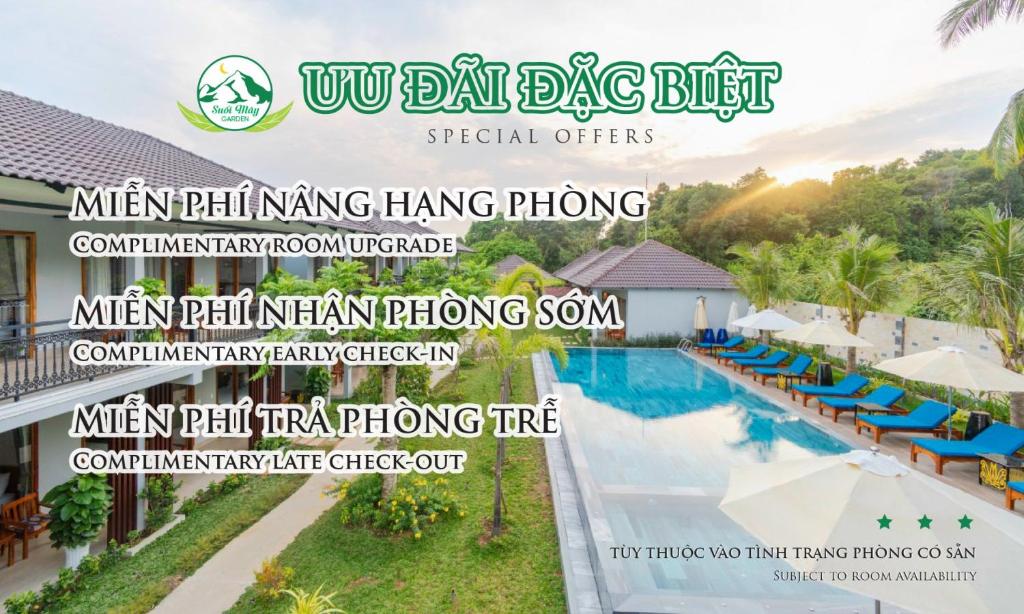 富国Suối Mây Phú Quốc Garden Resort - Full 24h Stay的度假村游泳池的广告