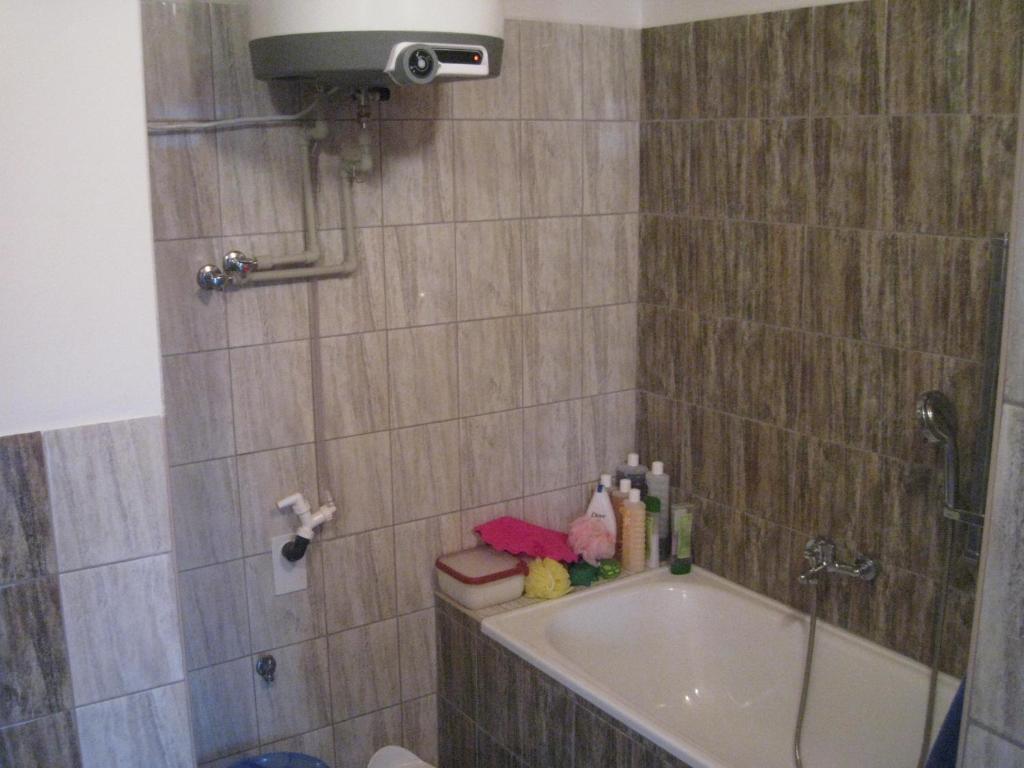Chata U Jirky的带浴缸和盥洗盆的浴室
