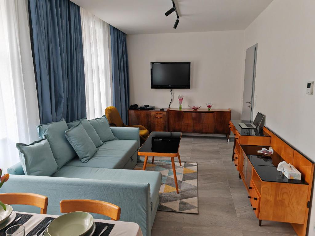 RudníkApartmán Kluge Rudník的带沙发和电视的客厅