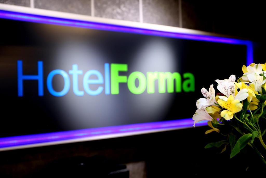 皮拉福马酒店的花卉屏幕上带有触角形状的电视