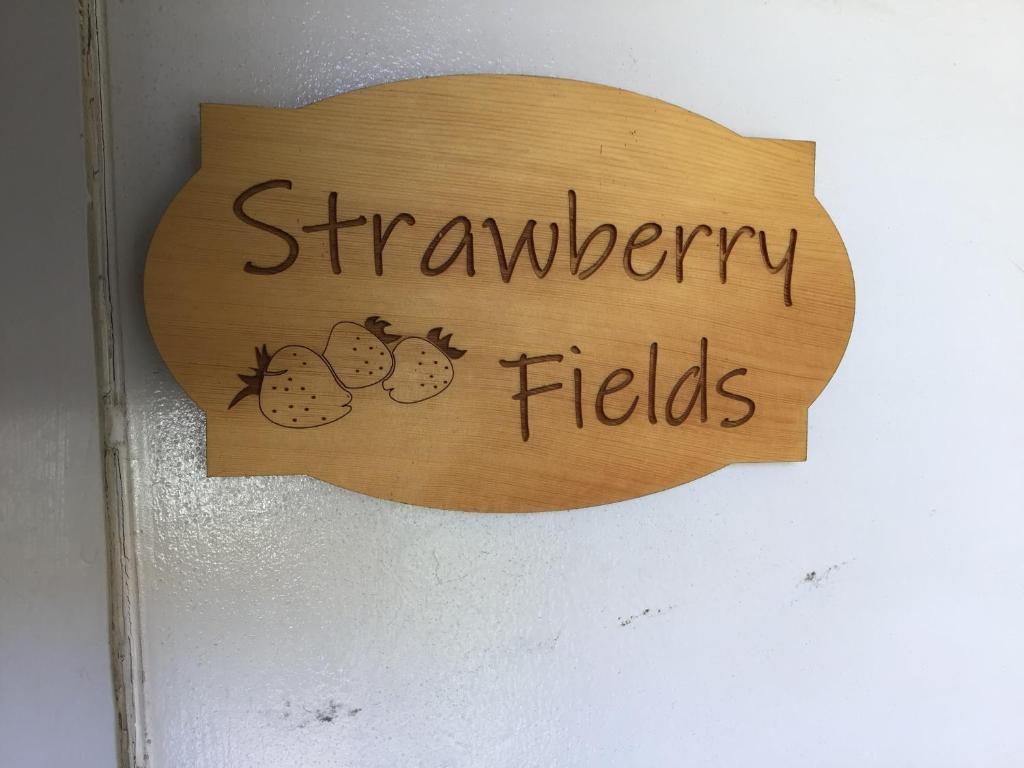 德文港Strawberry fields的读草莓田的墙上的标志