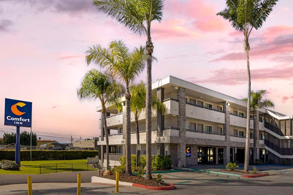 圣地亚哥Comfort Inn Sea World Area的一座棕榈树的办公楼