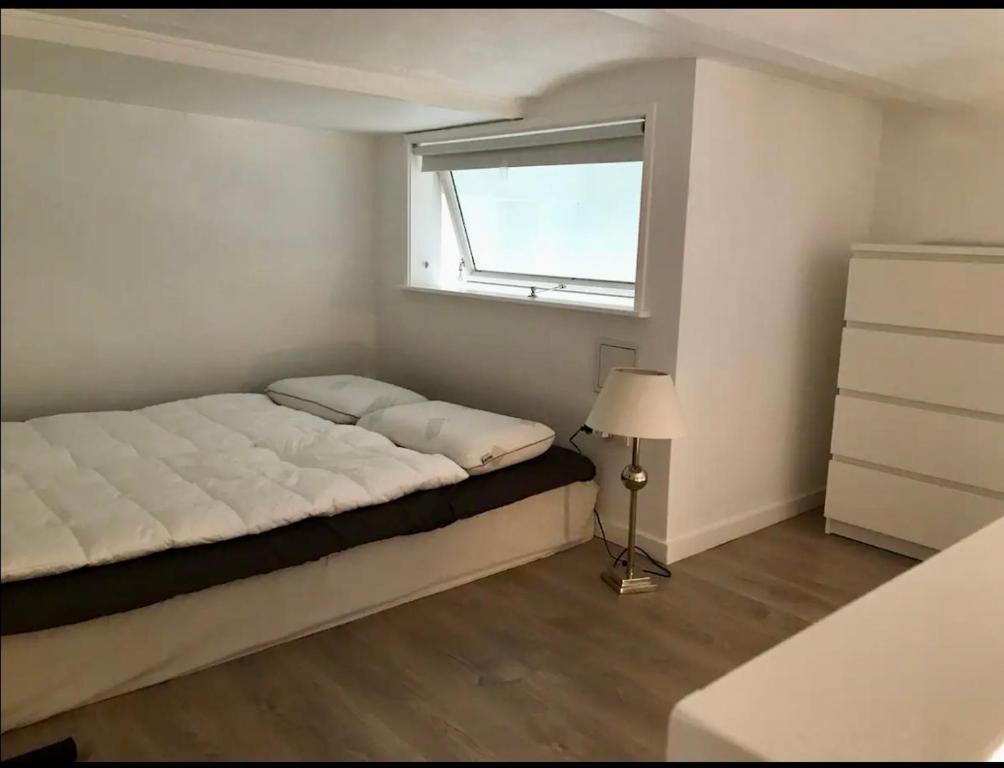 斯坎讷堡Small cosy appartment的一间小卧室,配有床和窗户