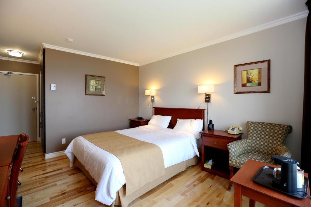 拉拜奥伯格戴斯巴特瑞斯酒店的酒店客房配有一张床、一张桌子和一把椅子。