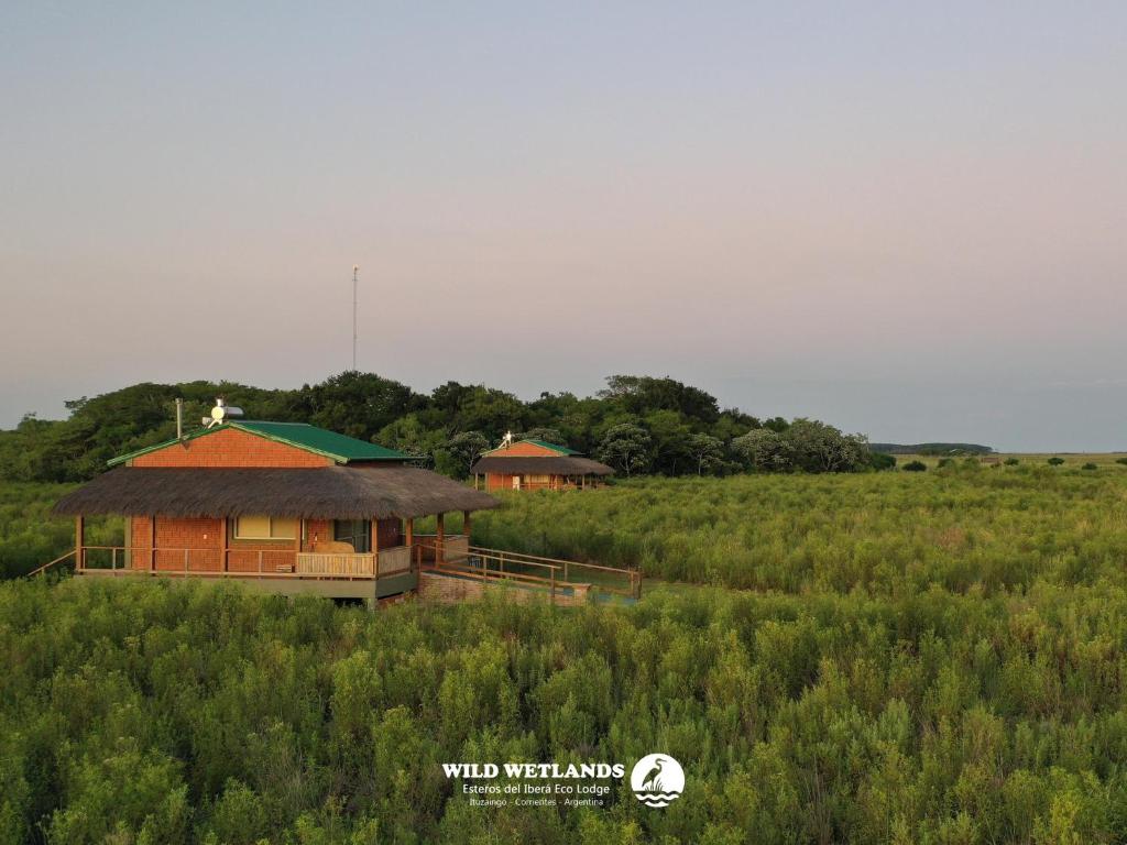 伊图萨因戈Wild Wetlands Lodge的田野中间的建筑物