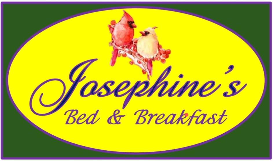 TitusvilleJosephine's Bed & Breakfast的两只鸟坐在一个黄色标志的 ⁇ 上