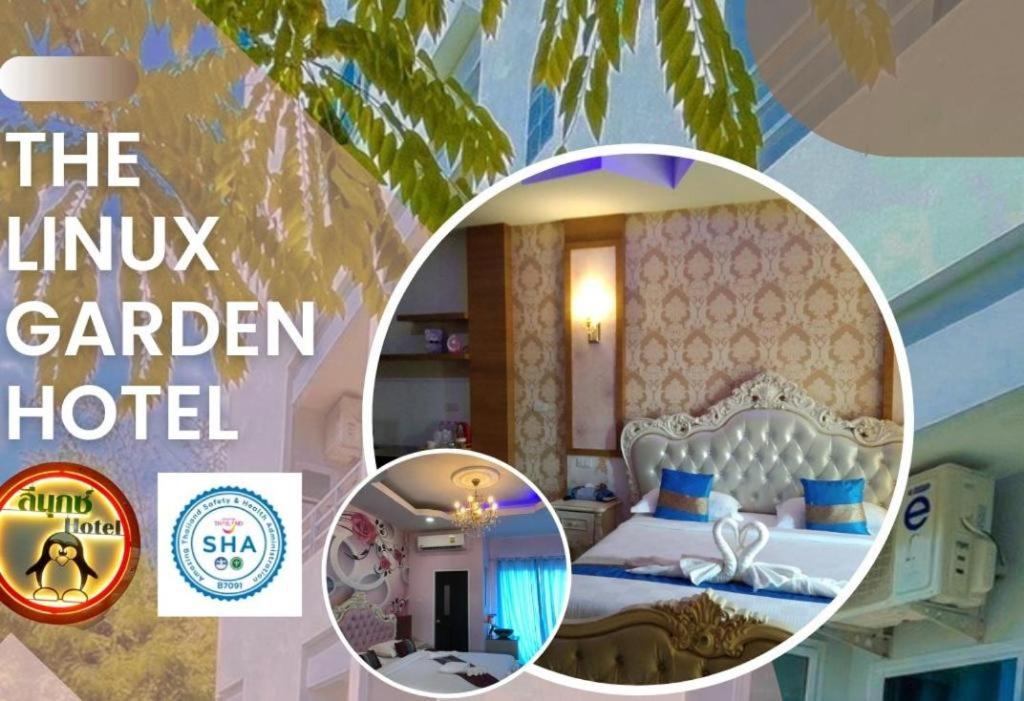 YalaThe Linux Garden Hotel (City Amphur Muang Yala)的卧室与酒店相联,卧室配有一张床