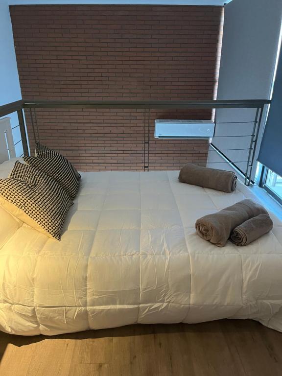 圣地亚哥NR apart的床上有2个枕头