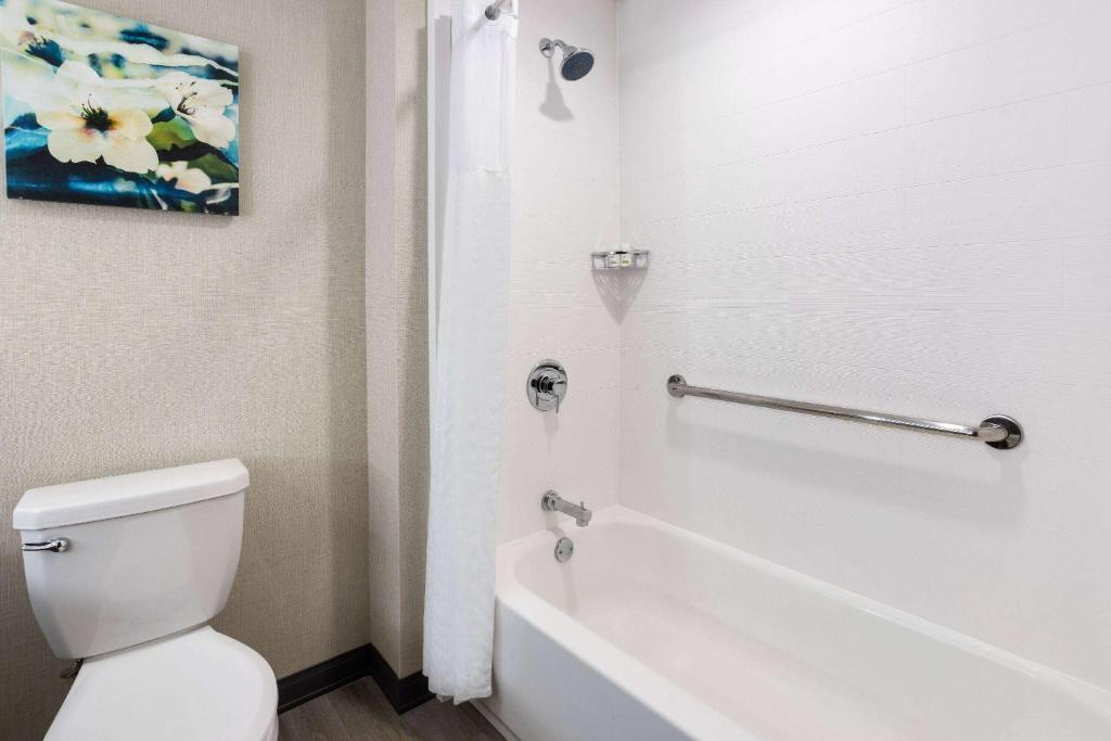 洛克斯特格罗夫La Quinta Inn & Suites by Wyndham Locust Grove的一间带卫生间和浴缸的浴室