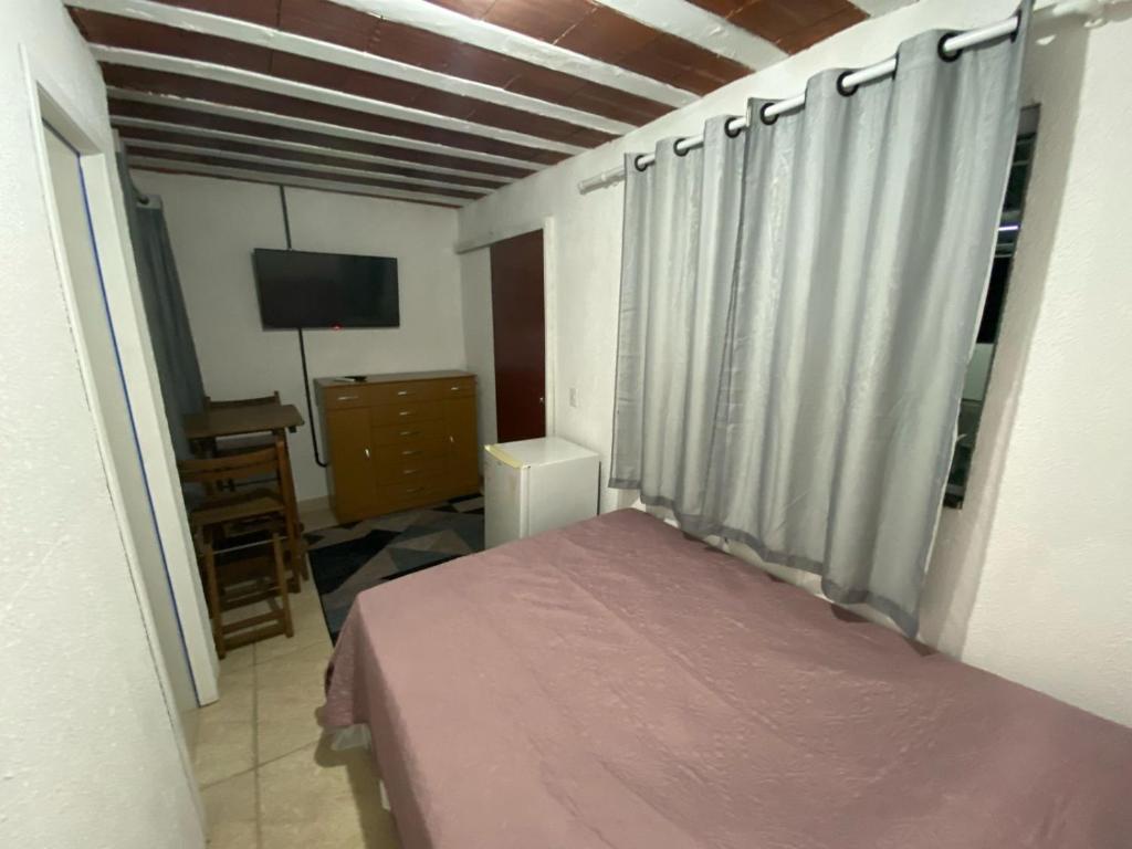 新伊瓜苏Suite 3, Casa Amarela, Terceiro Andar的一间卧室配有一张床和一台电视
