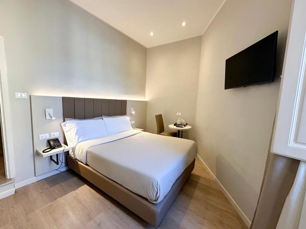 佛罗伦萨贾波内酒店的一间卧室配有一张床和一台平面电视
