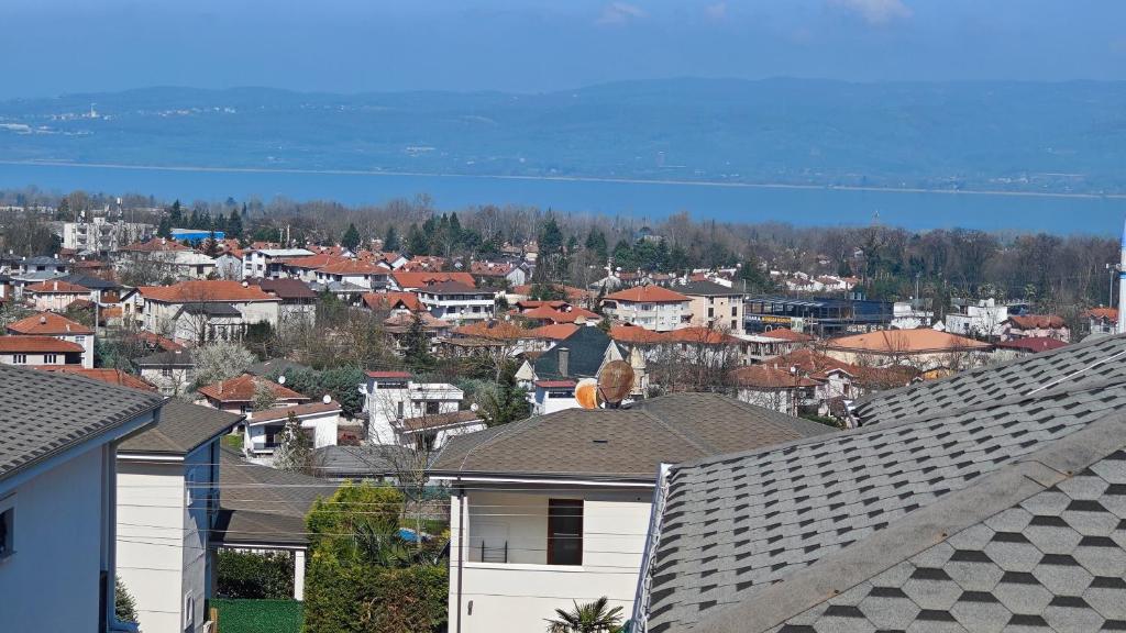 萨潘贾ihlamur konağı Junior villas的享有带房屋和屋顶的城市美景