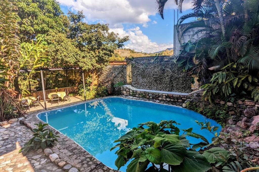 科潘玛雅遗址The Guamacaya House的花园中游泳池的形象