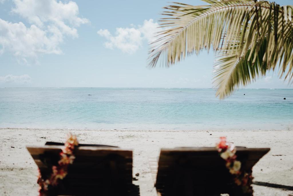 AmuriTai Marino - Beach Bungalows的享有棕榈树海滩和大海的景色