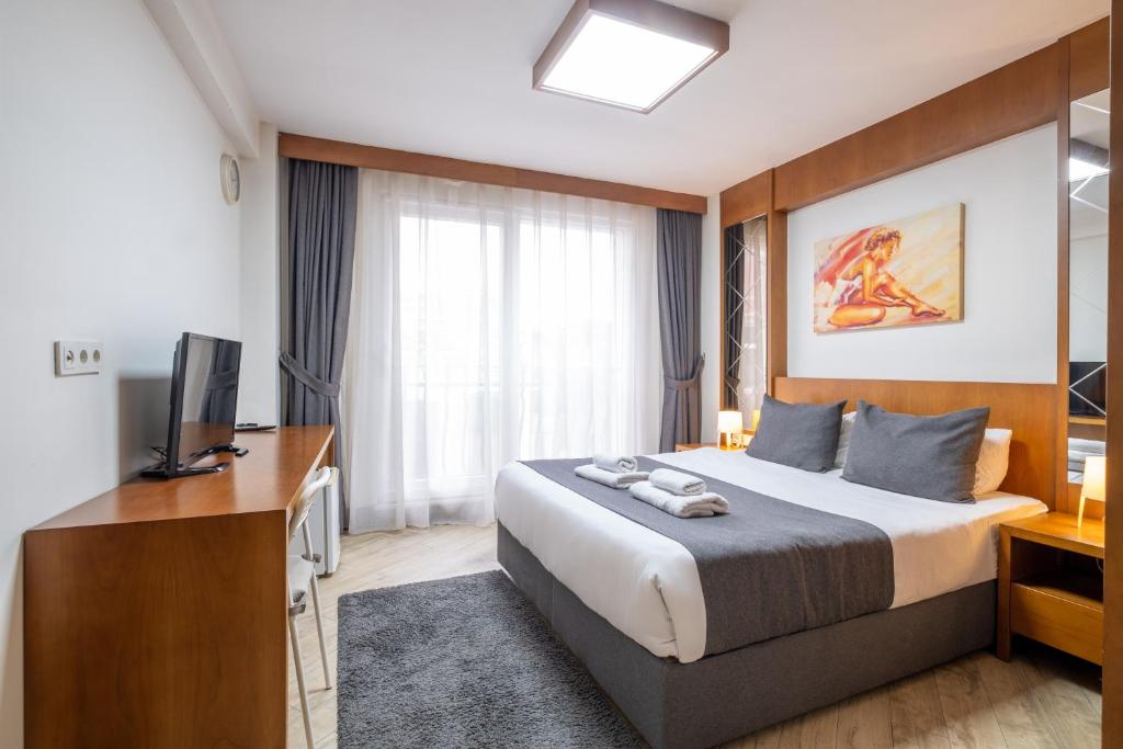 伊斯坦布尔The Dream Suite İstanbul的酒店客房,配有床和电视