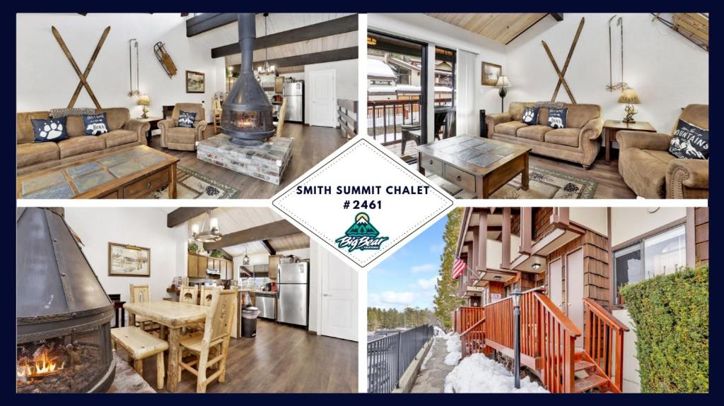 大熊湖2461-Smith Summit Chalet townhouse的客厅和房子的照片拼凑而成