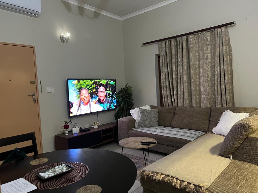 哈博罗内Brilliant Home的带沙发和平面电视的客厅